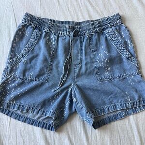 Tribal Jeans Blue Chambray Waistband Drawstring Front Pocket Women’s Shorts P/S